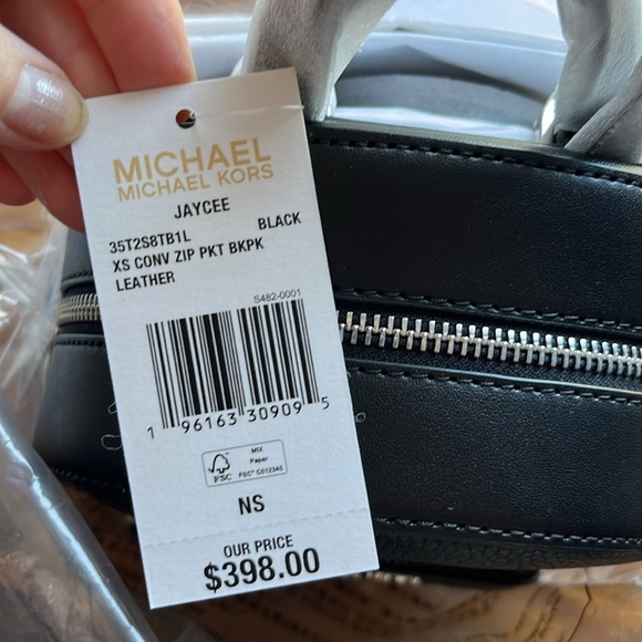 New Michael Kors Jaycee Extra-Small Pebbled Leather Convertible Backpack Black - Picture 6 of 6